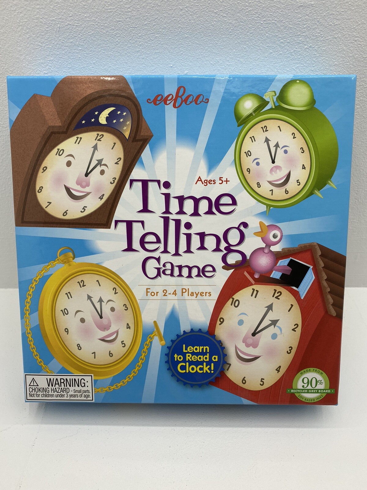Eeboo Kids Time Telling Game 2-4 Players Learning To Read A Clock