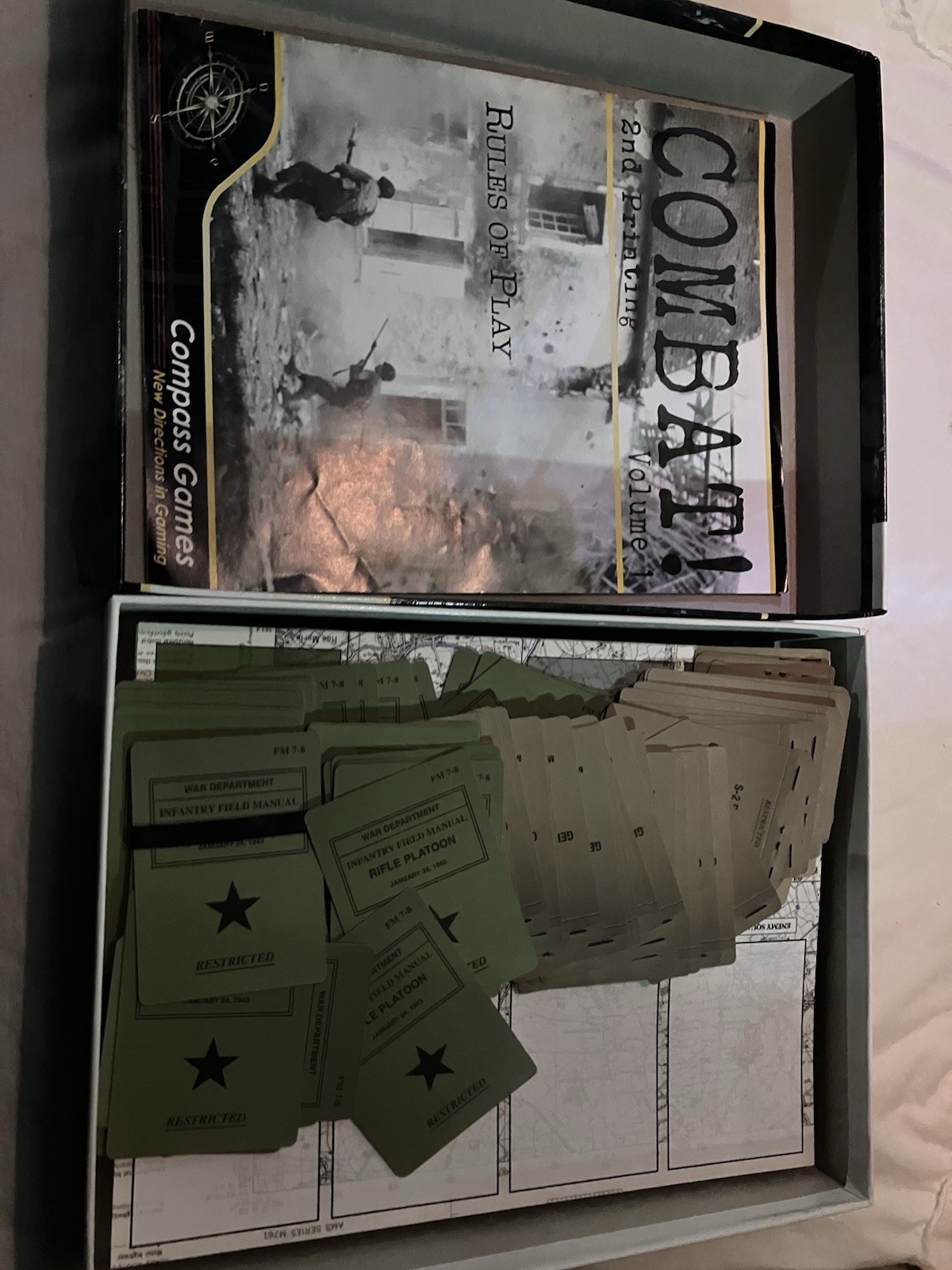Combat! Volume 1 Open w/ Cards in Factory Box By Compass Games – No Unit Tokens