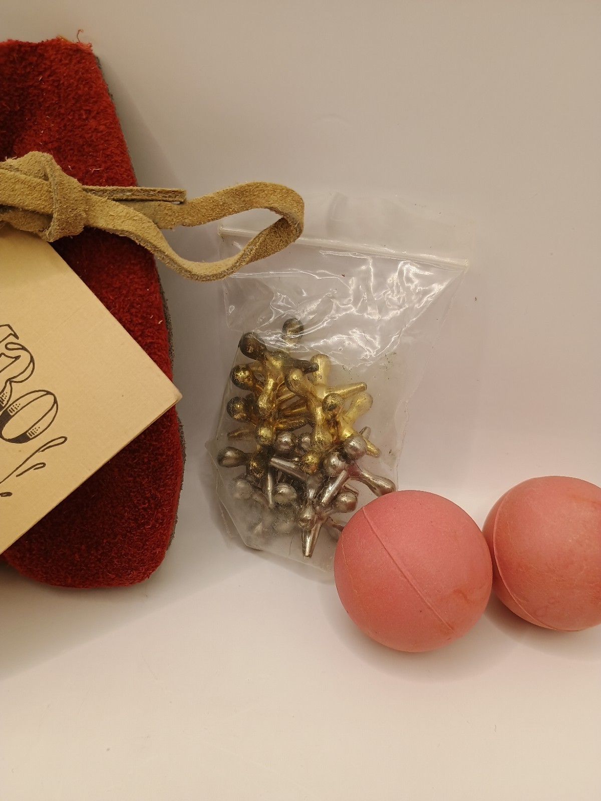Vintage Jumbo Jacks Classic Game Original Suede Bag, Instructions, Bouncy Balls!