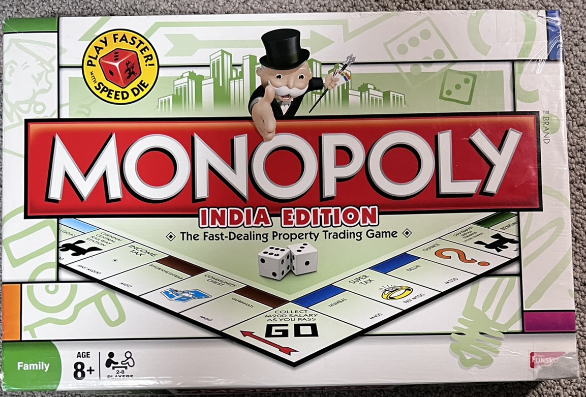 MONOPOLY India Edition Board Game MISSING BOARD! (for PARTS) OTHERWISE COMPLETE