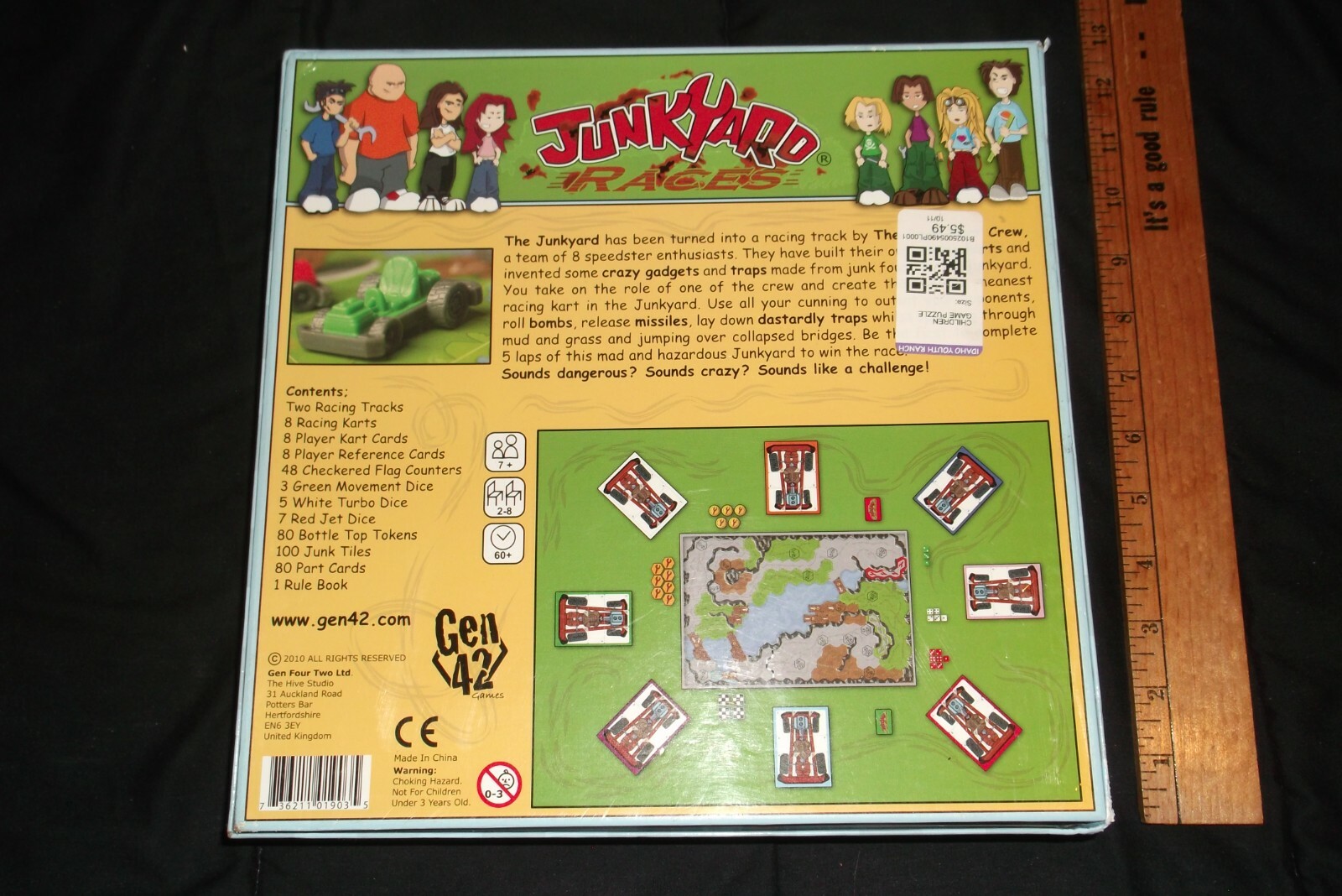 GEN 42 , THE HIVE STUDIO – JUNKYARD RACES BOARD GAME – COMPLETE IN LITTLE PLAYED