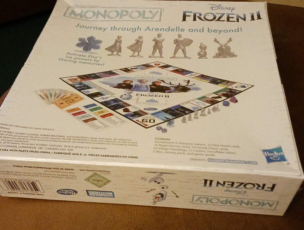 2018 HASBRO DISNEY’s FROZEN II MONOPOLY GAME NIB SEALED! Back Of Box Dented