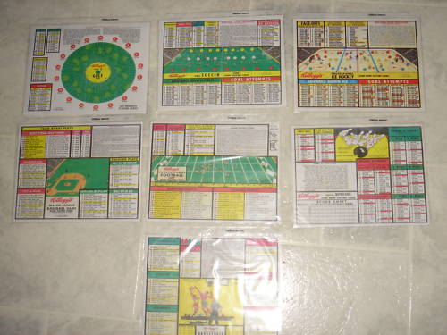 Set of 7 Sports Games From 1971 Kelloggs PopTarts – Uses playing cards