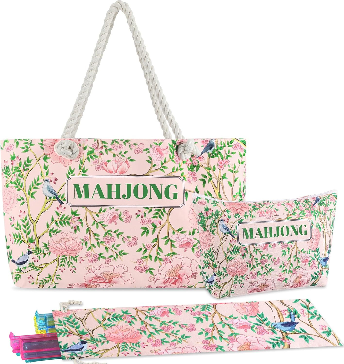 American Mahjong Empty Bags Set for Tiles & Racks – 24x13x4.7 Inches