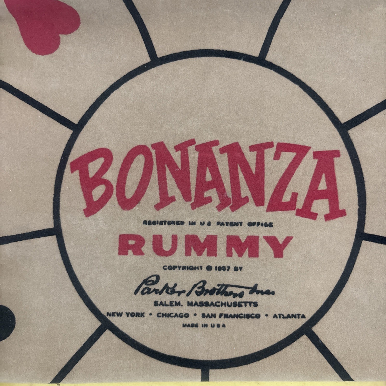 1957 Parker Brothers Bonanza Rummy Game Board Game 1957