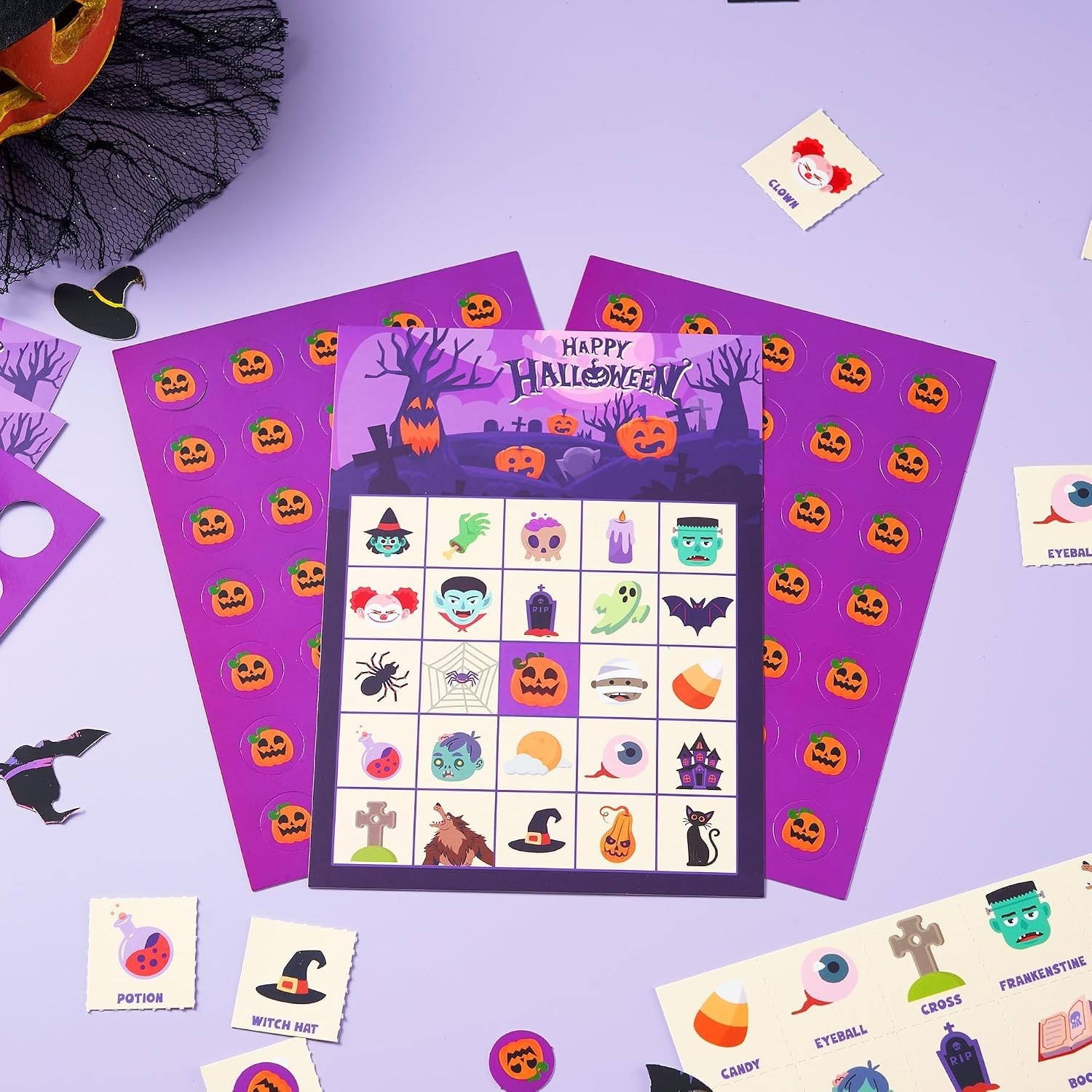 Complete Halloween Bingo Set for 32 Players – Perfect for School & Family