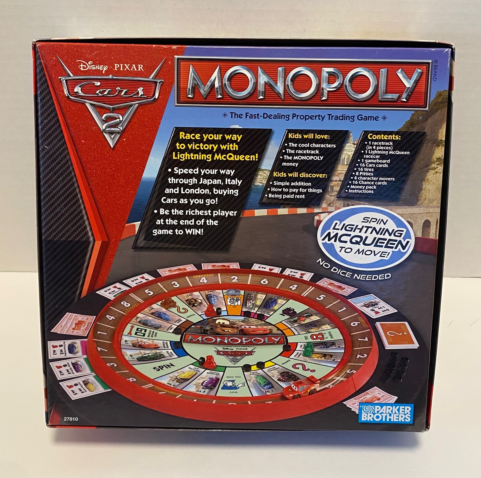 Hasbro Disney Pixar Cars 2 Monopoly Complete 2011 Lightning McQueen Racetrack