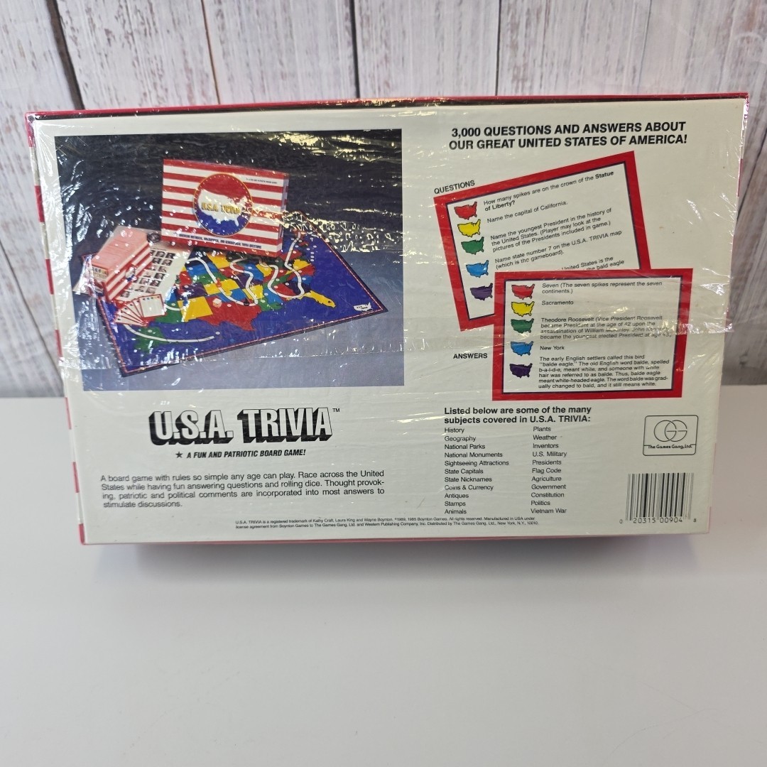 USA TRIVIA GAME a Fun and Patriotic Board Game 1989 Vintage