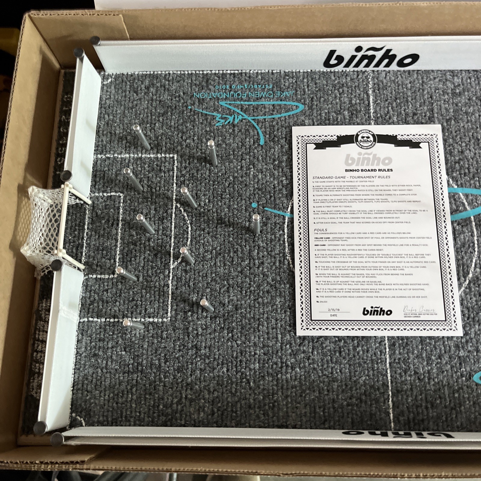 Binho Table Soccer Finger Flicking Game Black Turf Field Version New