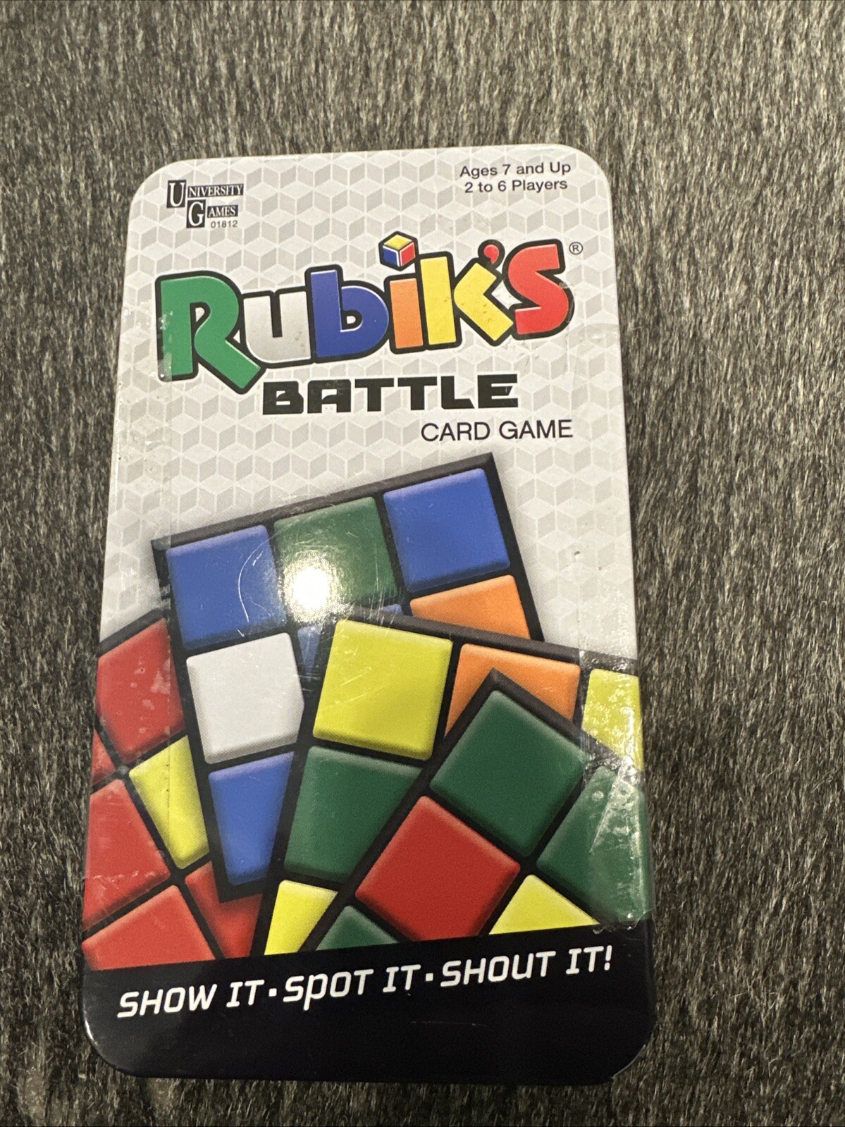 Rubik’s Battle Card Game in Tin University Game Complete Open box Rubiks Cube