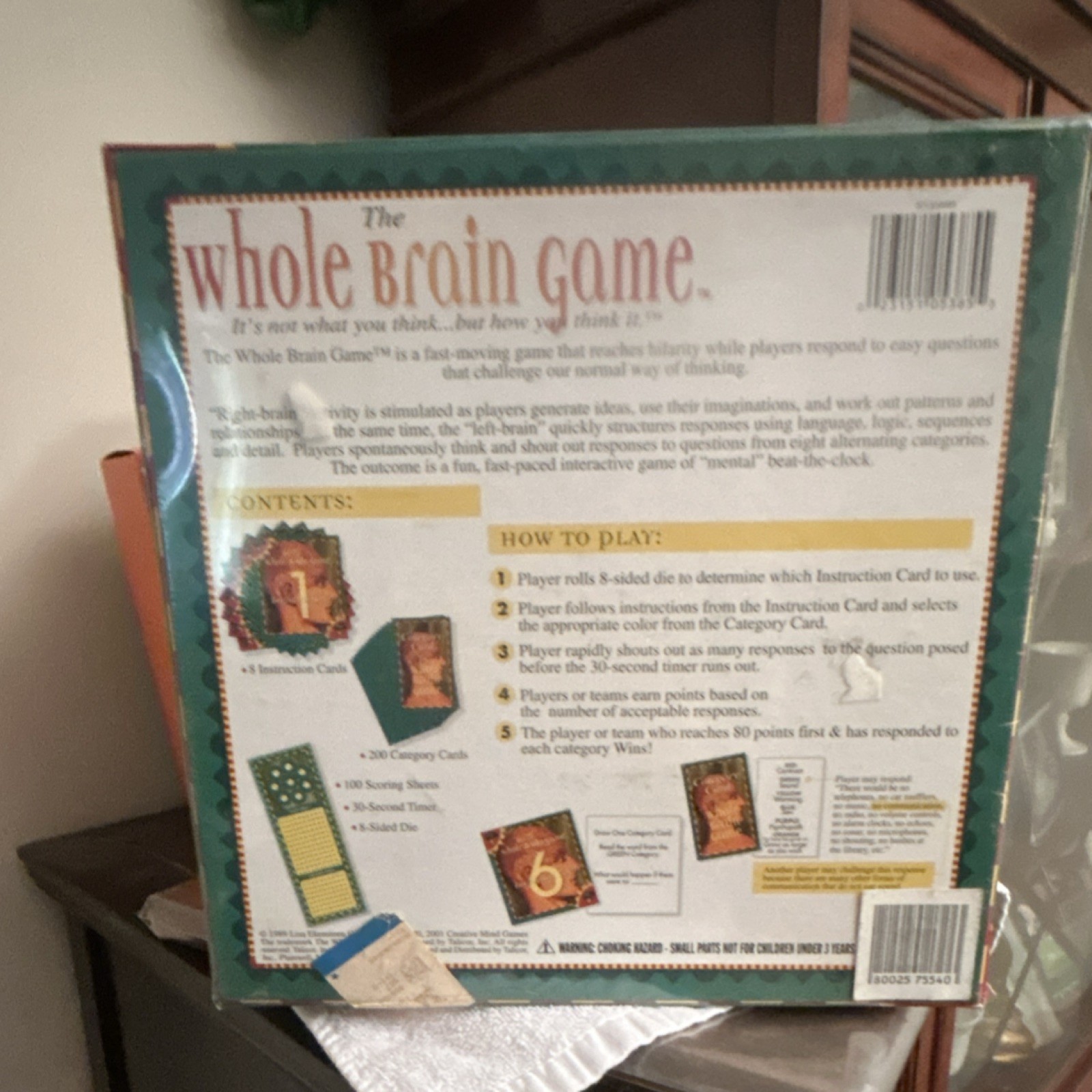 Talicor The Whole Brain Game Board Game, 2+ Players, Ages 13+, 2001, Awards