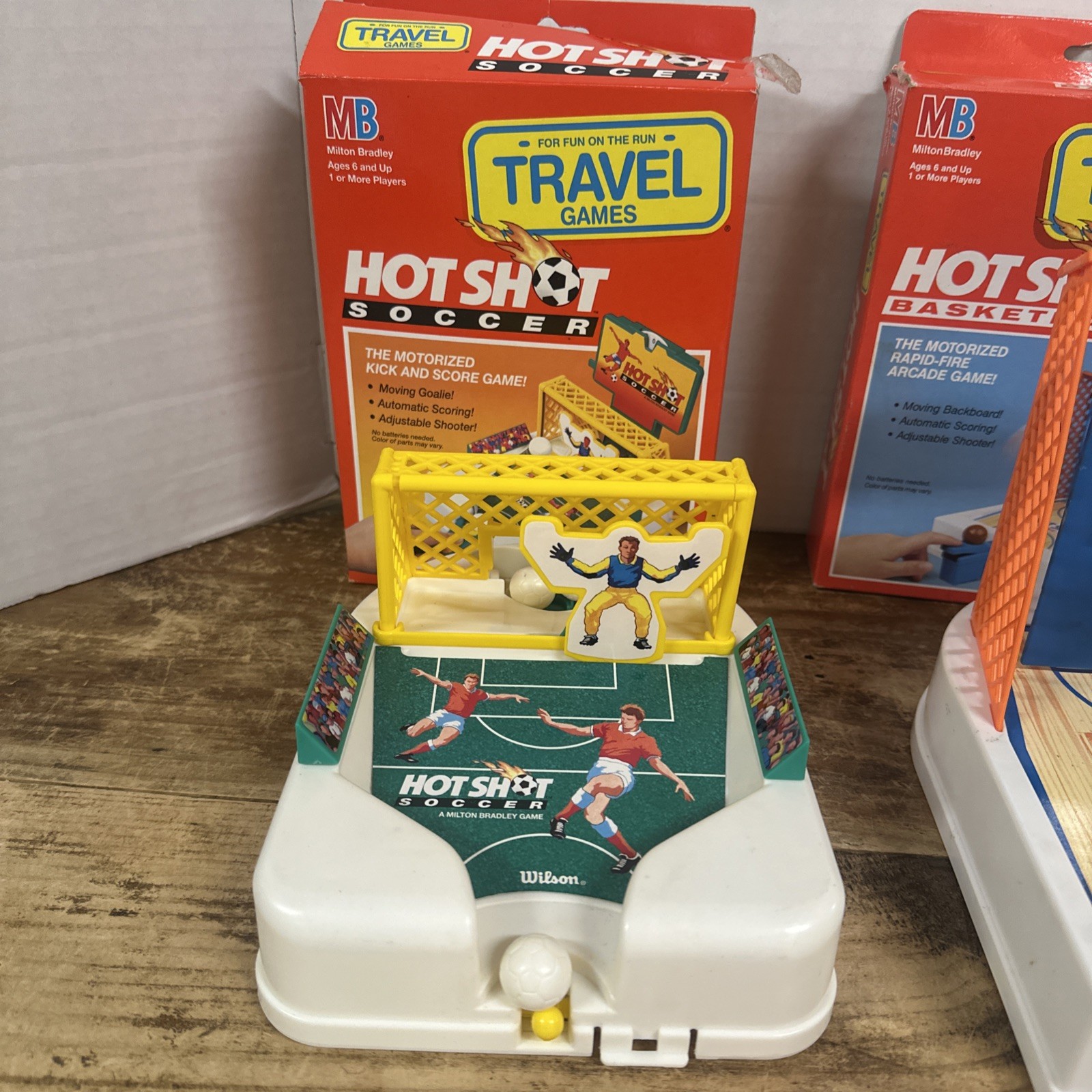 Hot Shot Basketball Travel Games 1992 Milton Bradley + 1996 Hot Shot Soccer
