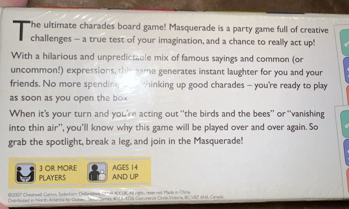 New Cheatwell Games Masquerade Classic Game of wit Mime 3+ players Age 14 and up