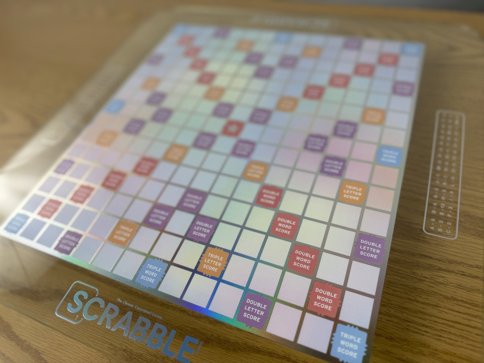 SCRABBLE AURA Glass Game WS Game Rotating Board Lazy Susan Open Box