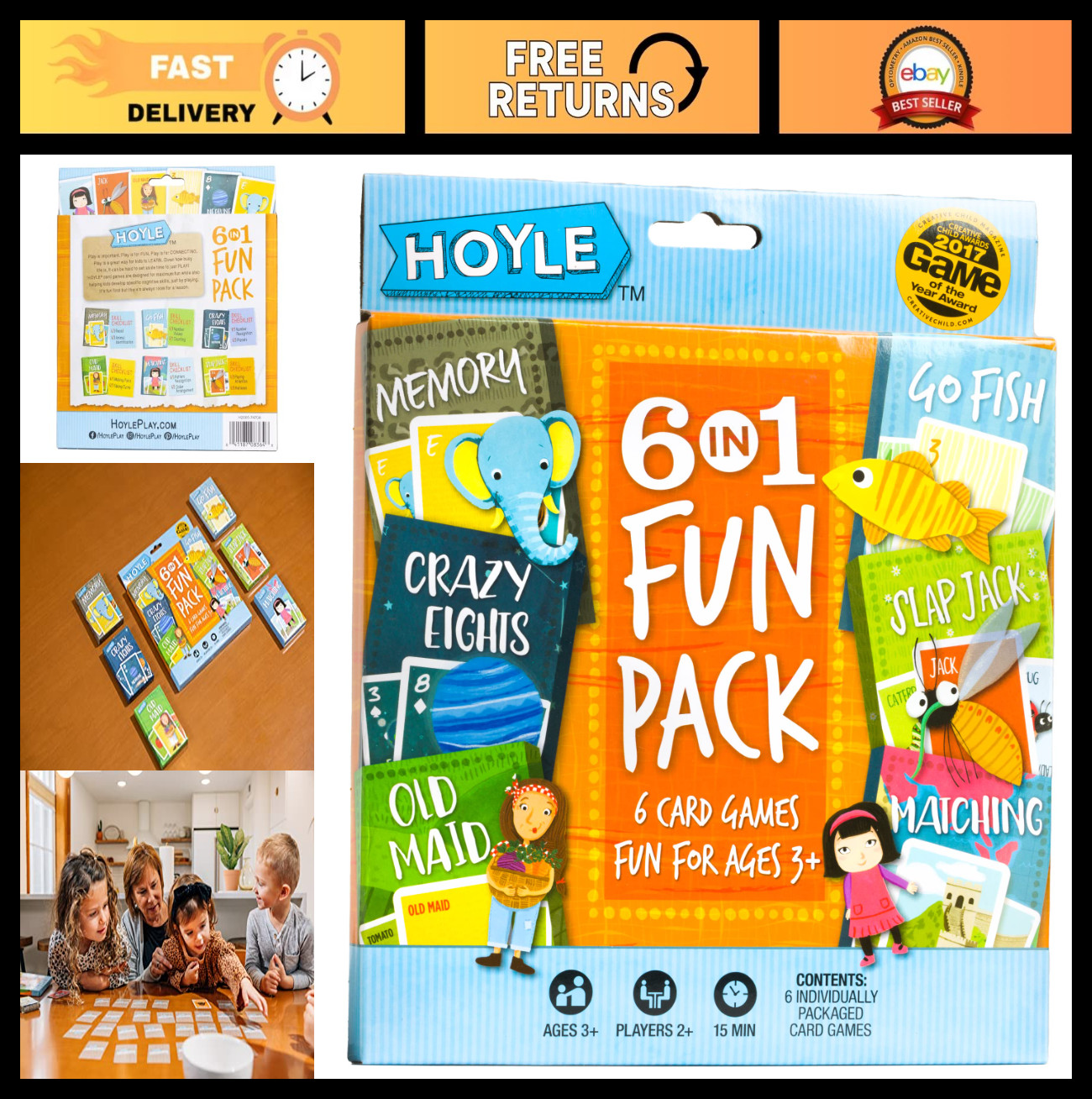 6-in-1 Kids Card Game Set – Fun Family Games, Educational & Interactive Play