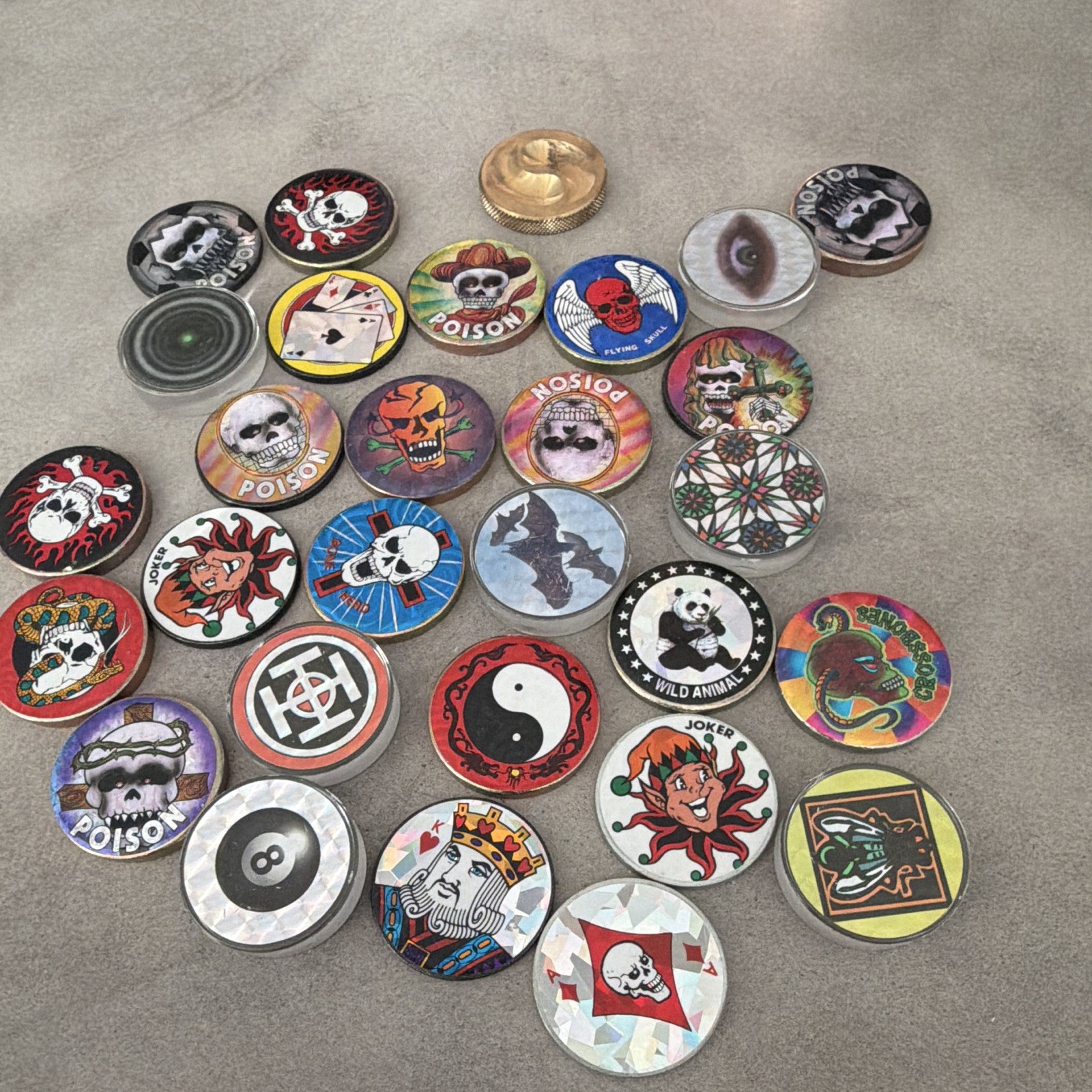 30 Pogs Slammers Assorted Lot w/ Skulls Theme, 2+ Players, 8+