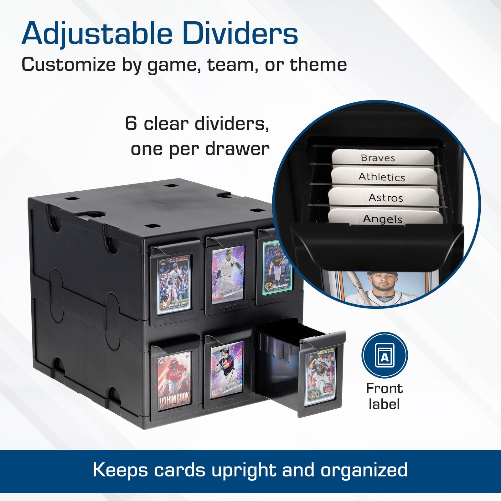 Card Catalog 6 Drawer Stackable Trading Organizer Black BCW Holds Sports Cards
