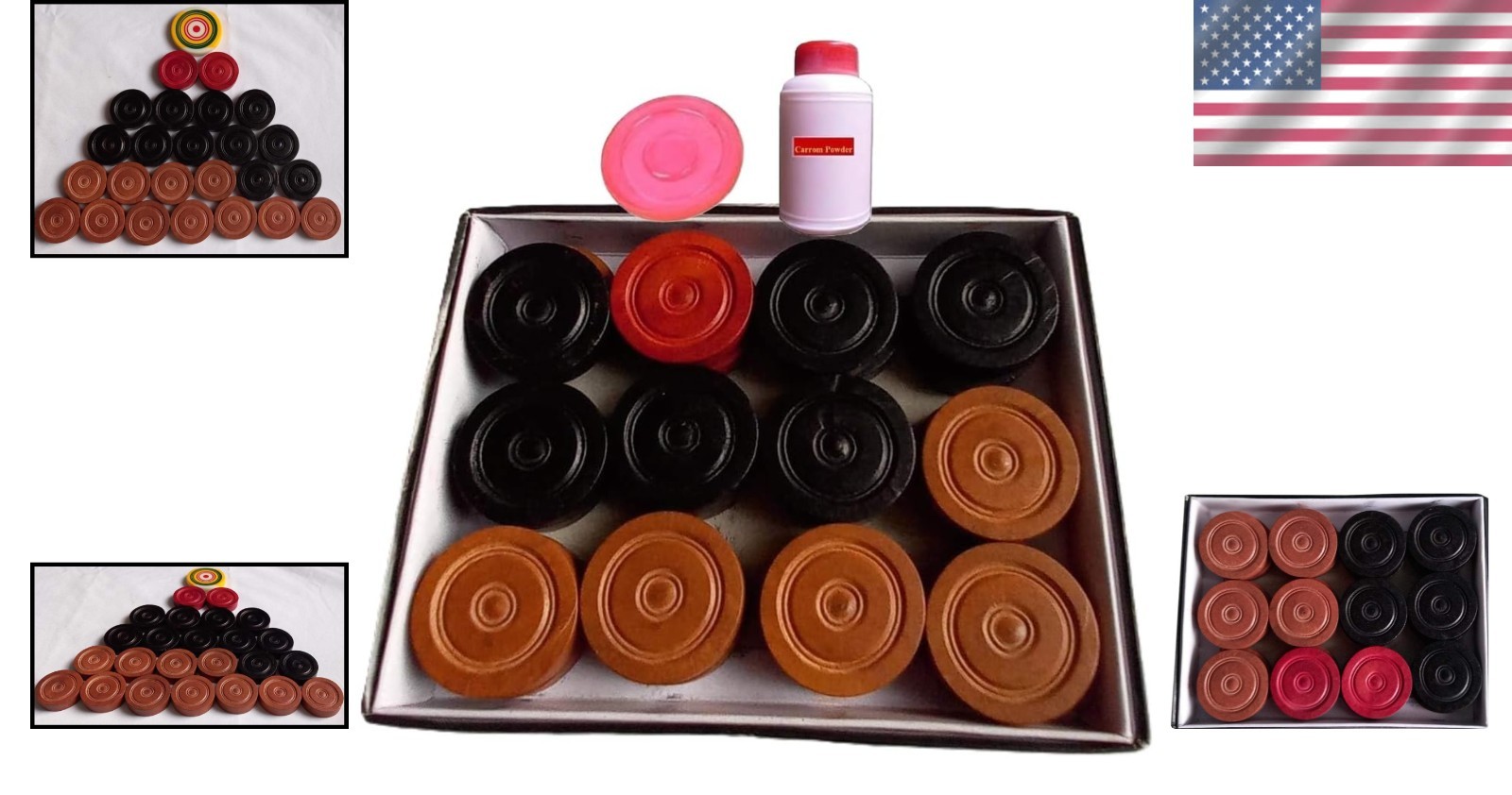 Authentic Carrom Board Set: 24 Wood Coins & 1 Striker for Friendly Competitions