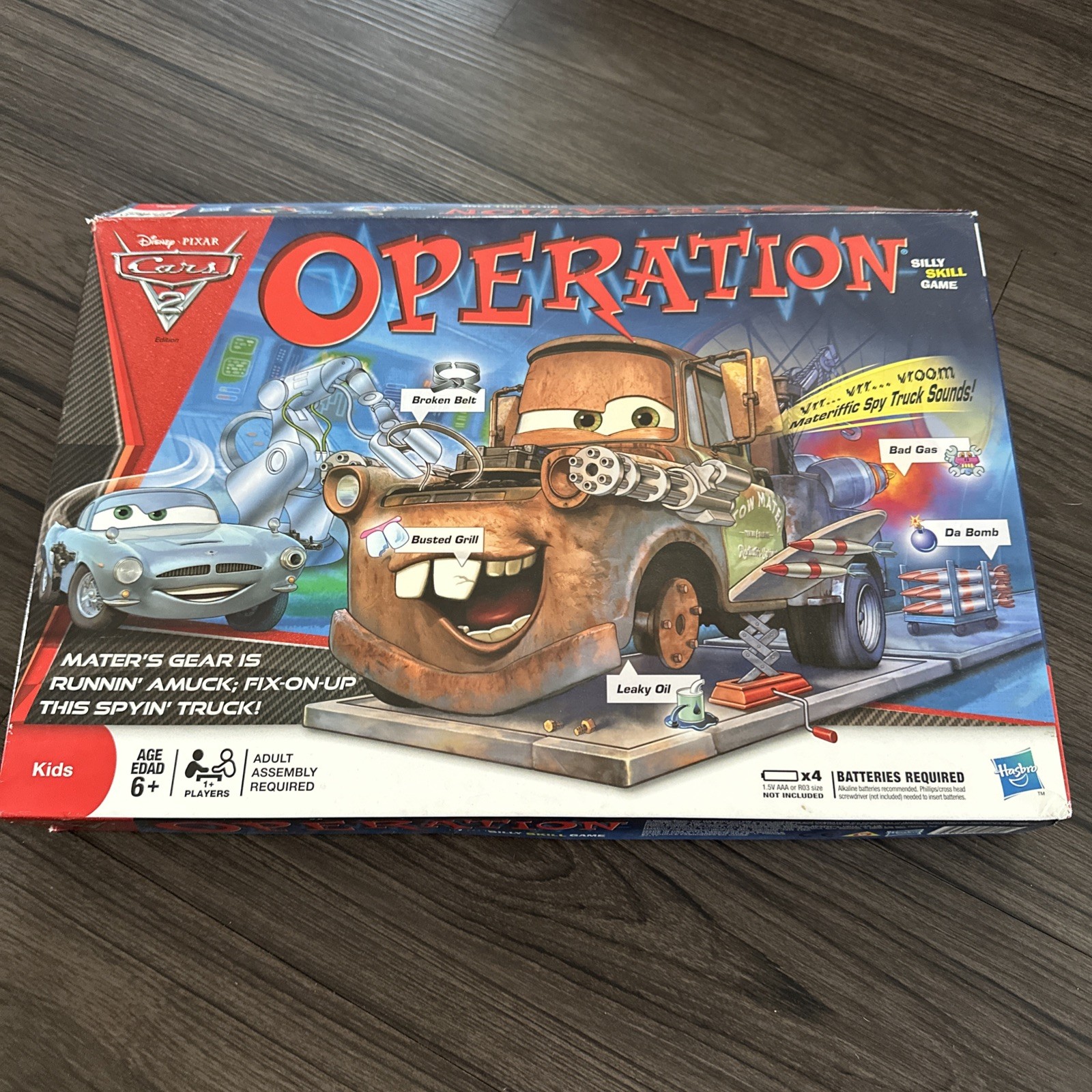 Operation Game Disney Pixar Cars 2 Hasbro 2011 COMPLETE TESTED & WORKS