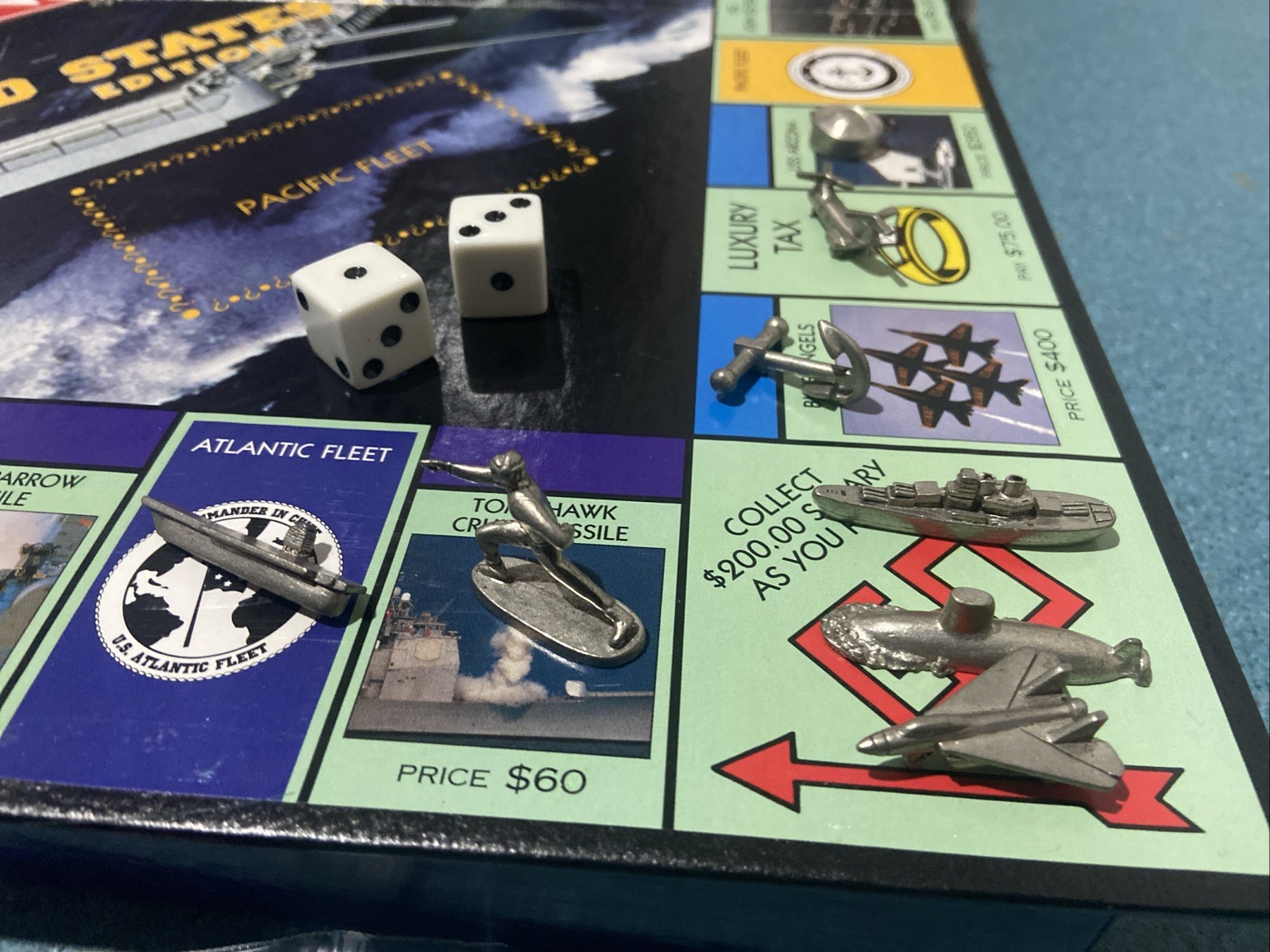 Monopoly United States Navy Edition Board Game 8 Pewter Tokens 2000 Read Desc.
