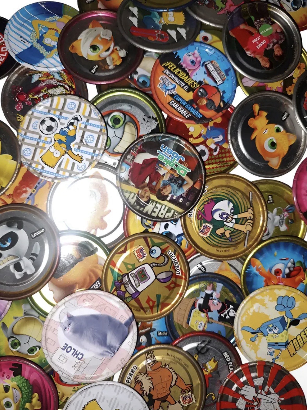 30 Mixed Metal Tazos Pogs Lot Vintage Cartoon Anime Game Caps Random Assorted