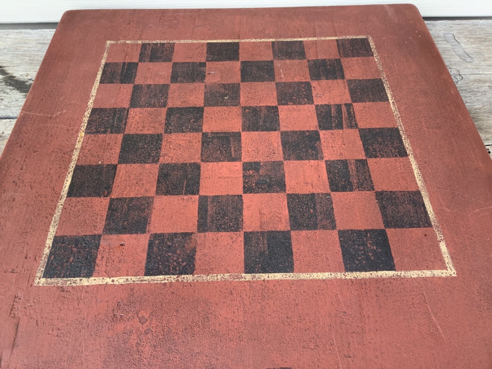 Vintage Primitive Style FolkArt Red Checker Board Wall Mount 16 3/4 x 23 1/4