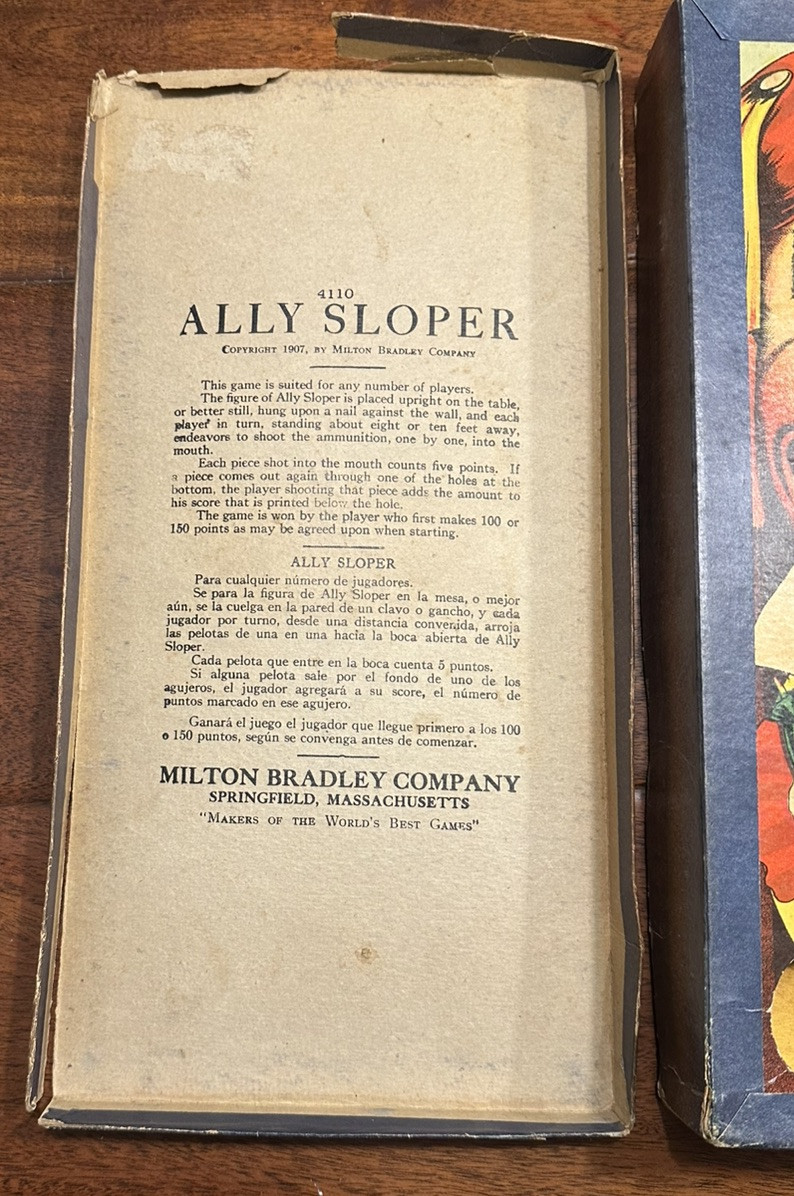 ANTIQUE 1907 ALLY SLOPER CLOWN WOODEN BALL TOSS CHILDS GAME MILTON BRADLEY