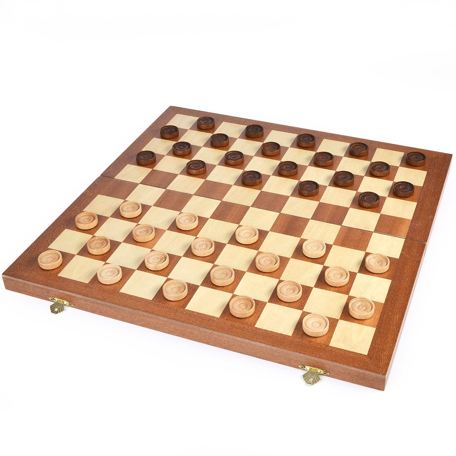 15inch Checkers Folding Wooden Game Set, 100 Square Checkerboard Internationa…