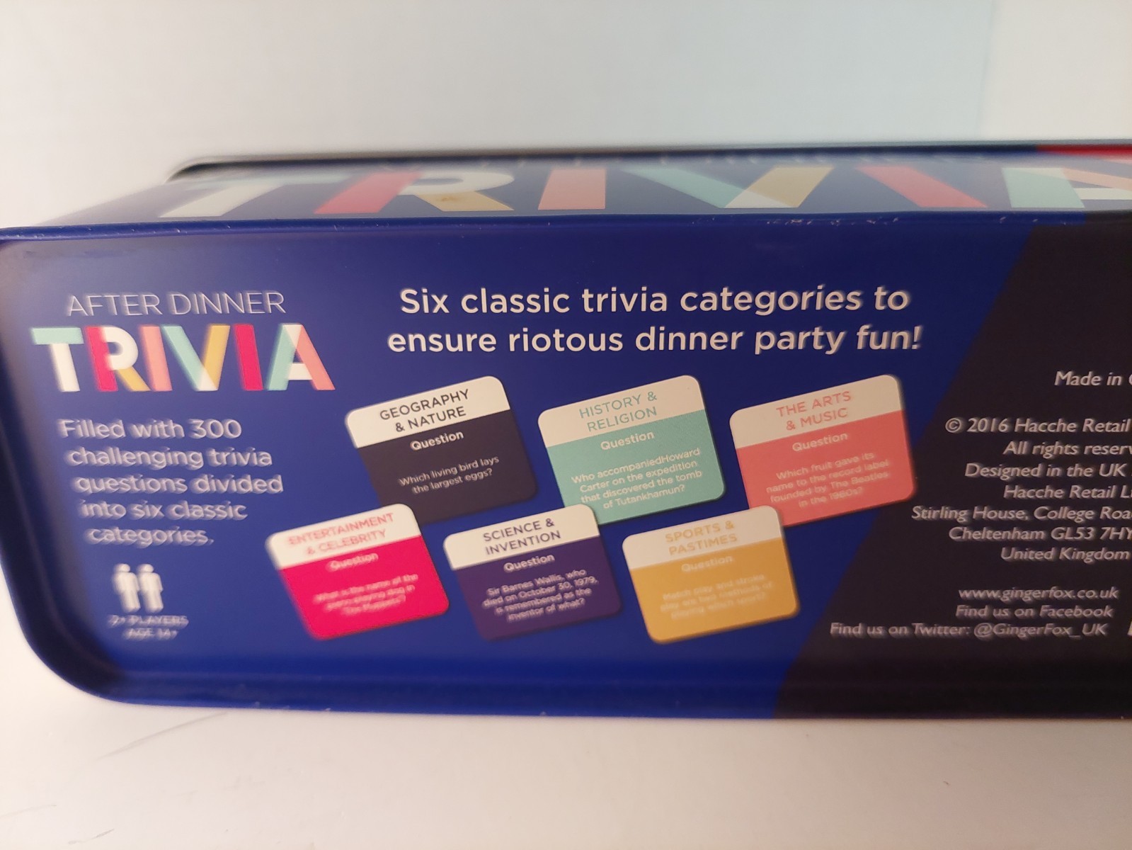 After Dinner Trivia Game 300 Cards 6 Testing Trivia Themes Ages 14+ New In Tin