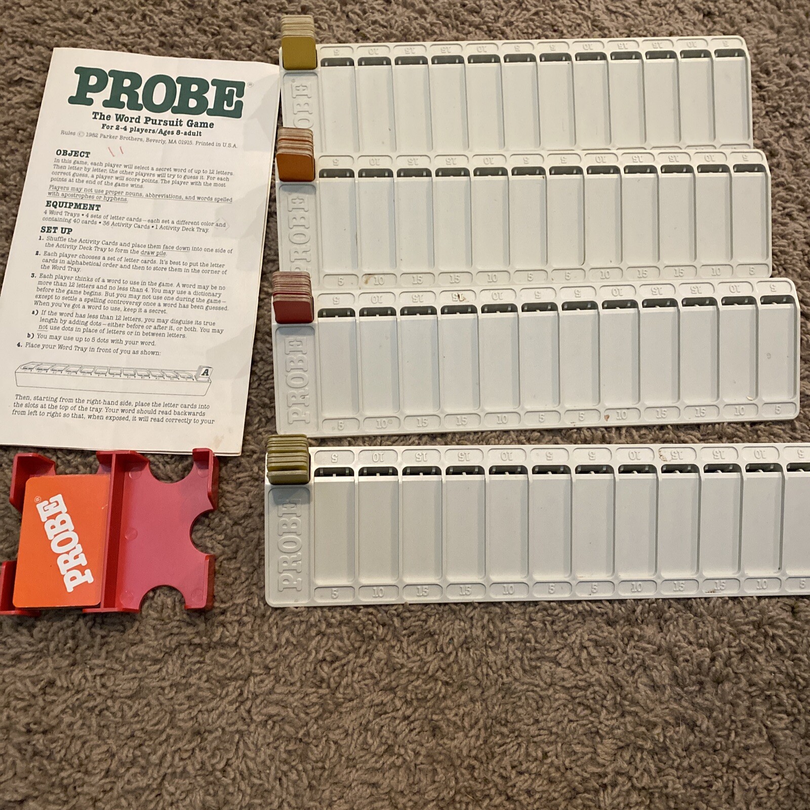 Probe Parker Brothers Word Pursuit Game Game Vintage 1982 Original Box 4