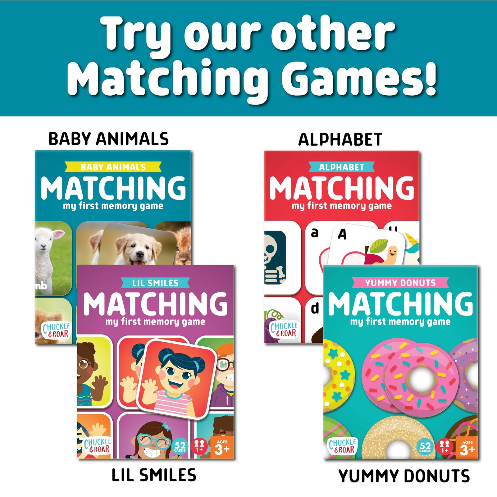 Baby Animals Matching Memory Game for Kids Ages 3+ – Preschool Concentration …