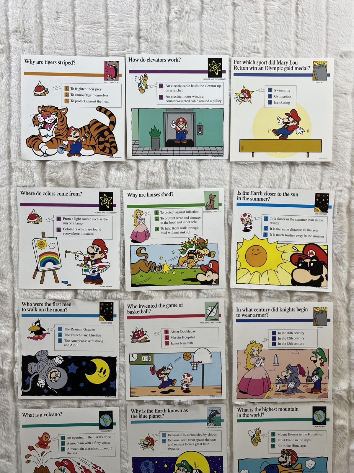 Vintage 1995 Mario Quiz Cards By Atlas Editions Sealed Trivia One Set In Mailer