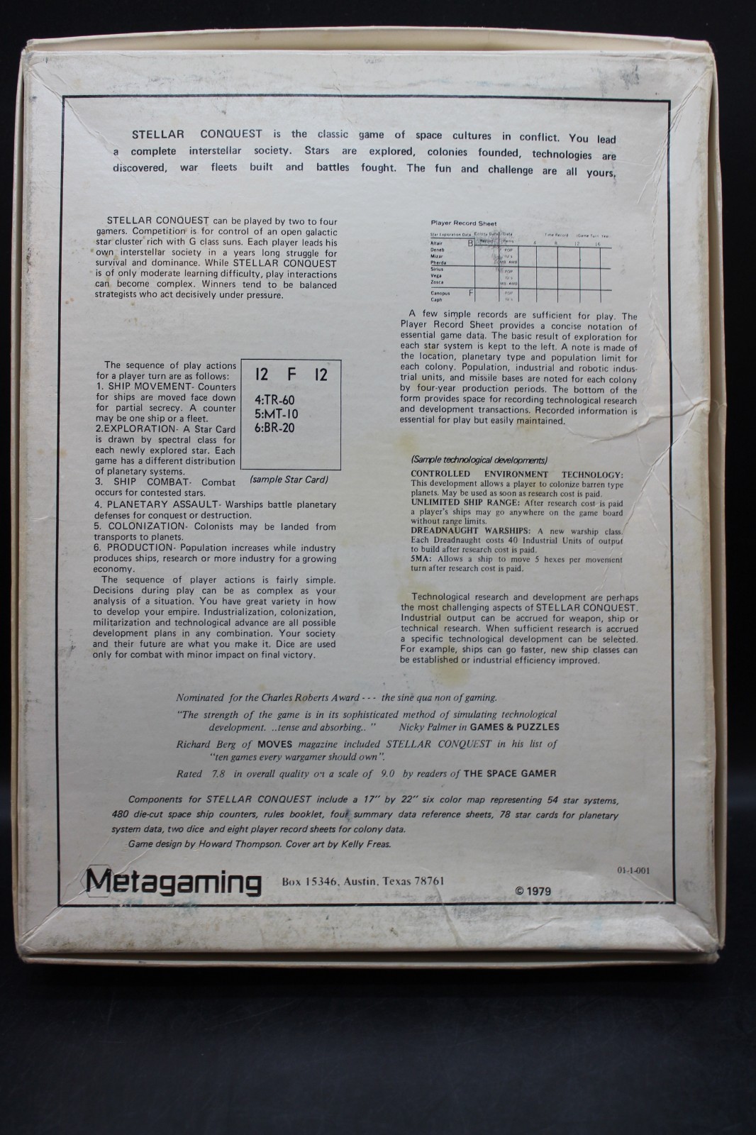Metagaming Boardgame Stellar Conquest 1979 Mostly Punched. Complete