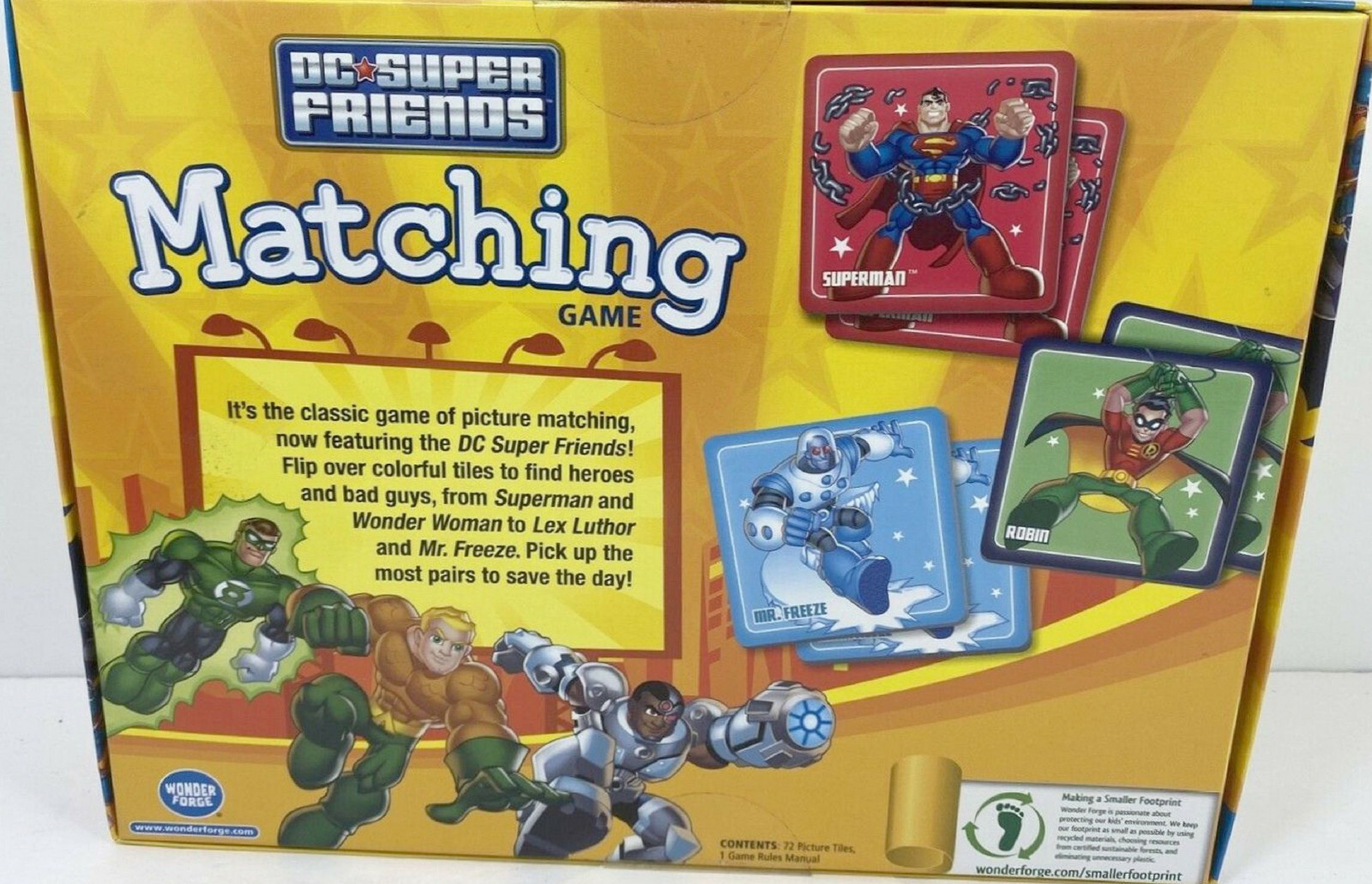 NEW Super Friends MATCHING GAME 3+ Preschool – 72 pictures tiles w/Instr $8Ship