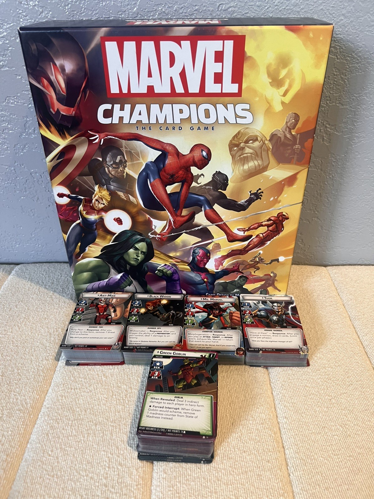 Marvel Champions Card Game + Expansions(AntMan,BW, Ms.Marvel,Thor, Green Goblin)