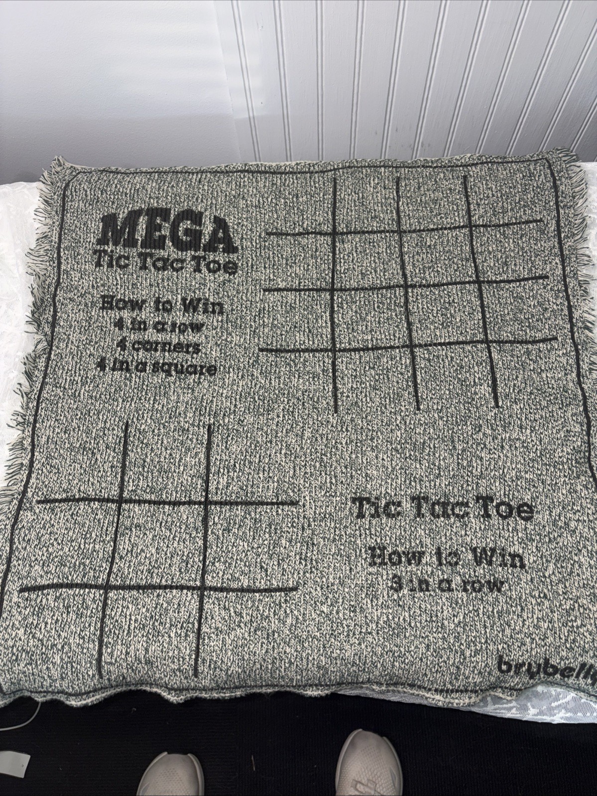 Giant 3-in-1 Checkers & Mega Tic Tac Toe 26″ Reversible Rug Board Game