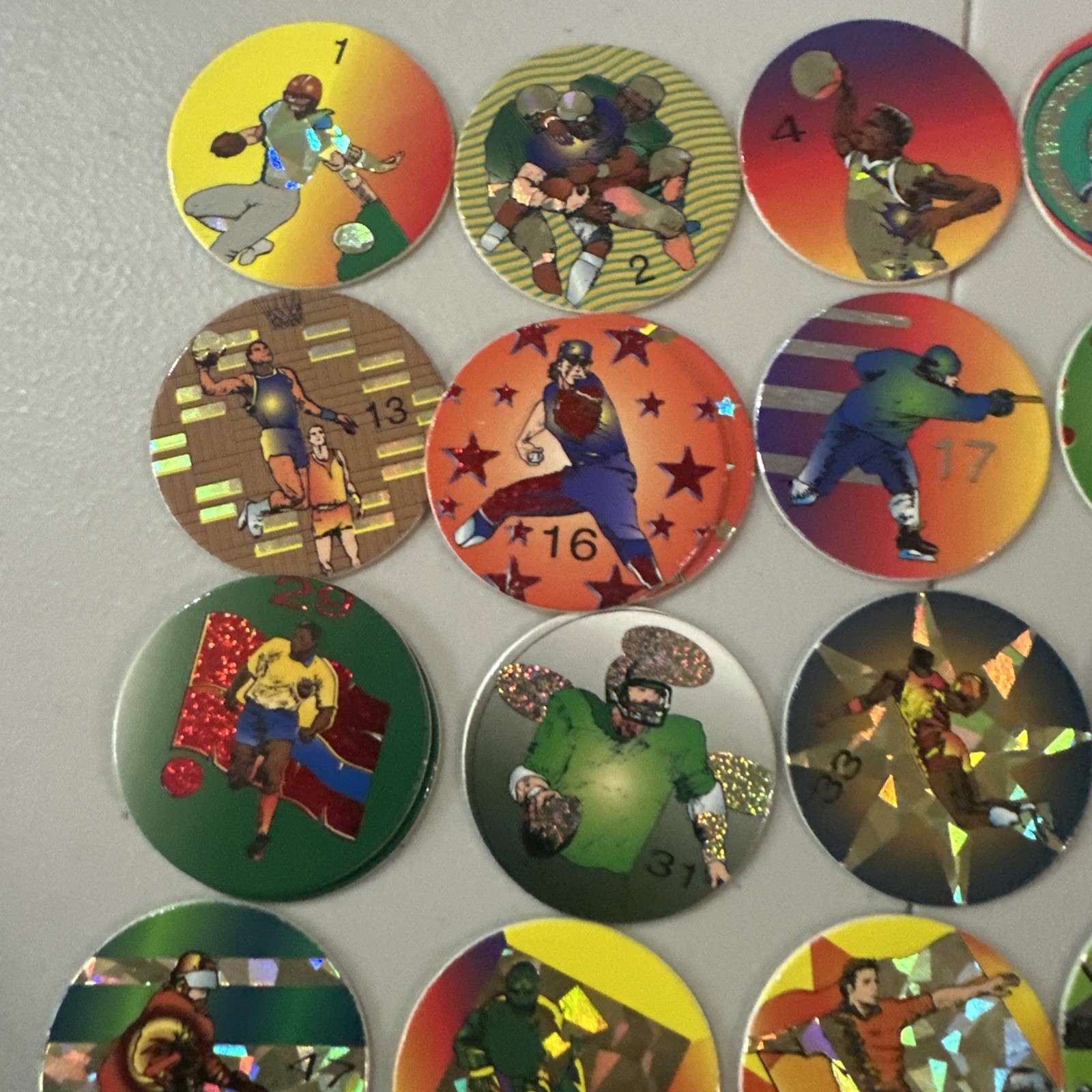 Lot Of 38 Sports Pogs Non Branded Milk Caps Doubles Will Be Red 90’s Vintage