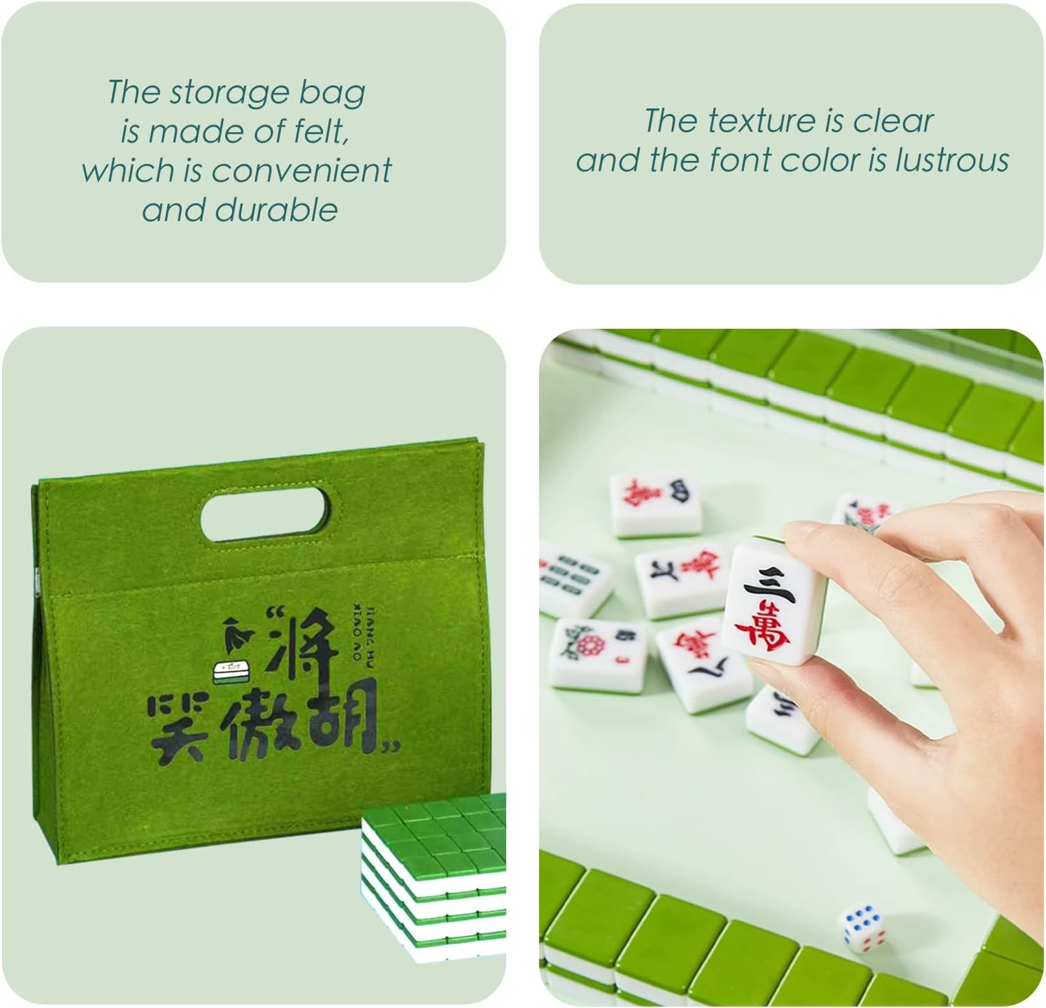 Professional Traditional Chinese Mahjong Set 中式麻將 – 30Mm 146 Tiles Green & White
