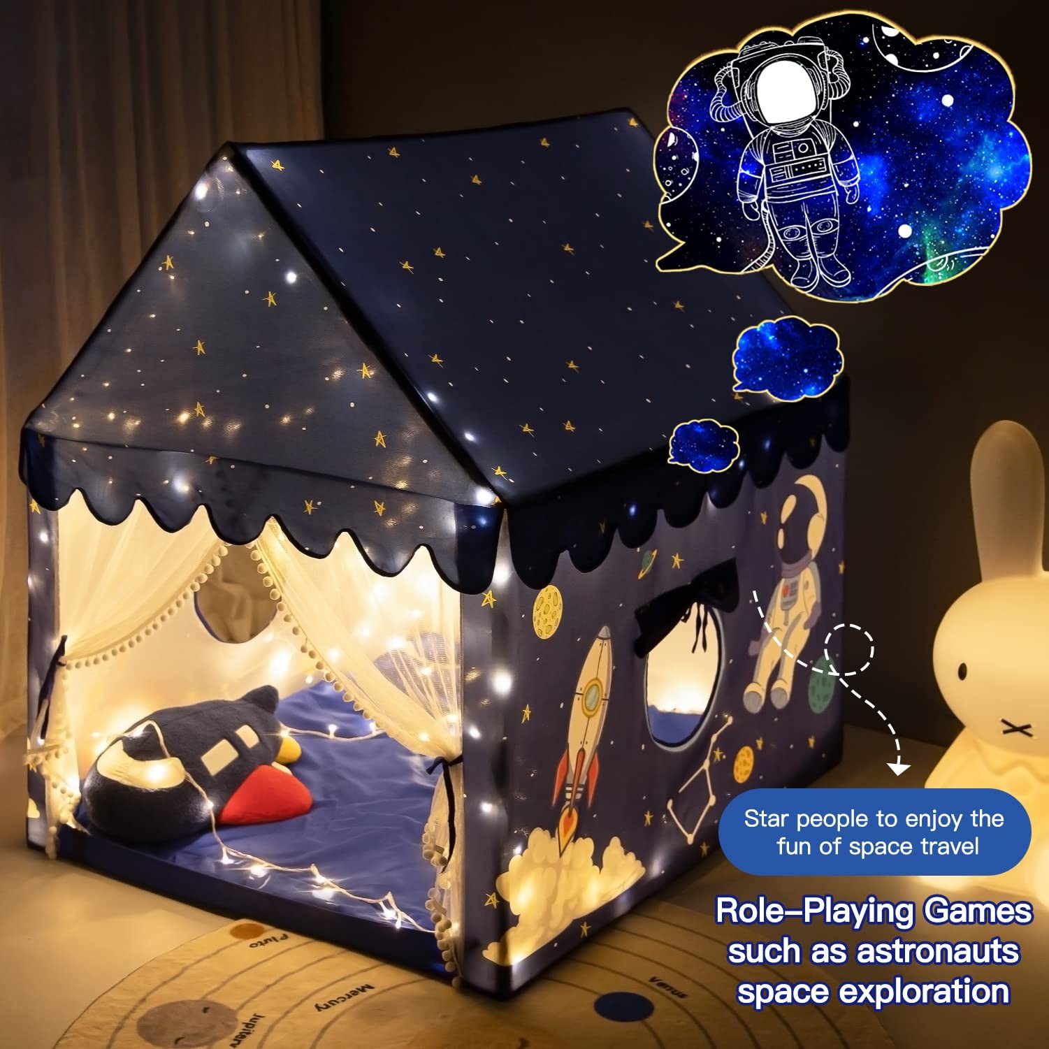 Kids Play Tent Large Castle Playhouse Indoor Spaceship Blue SPT-1 Boys Toddler