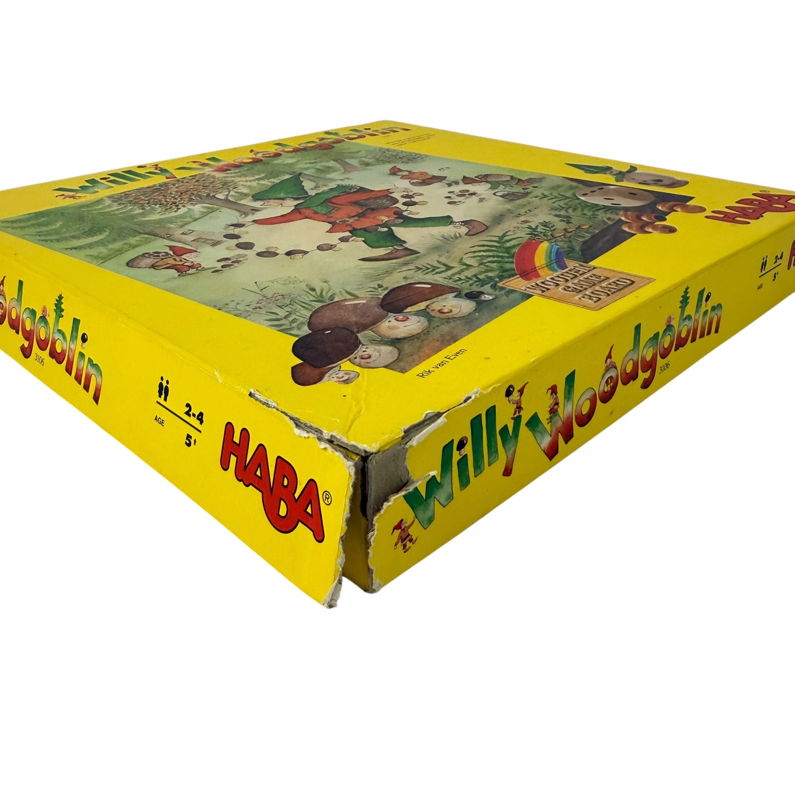 VTG 1997 Willy Woodgoblin Haba Wooden Board Memory Game Mushrooms Germany RARE