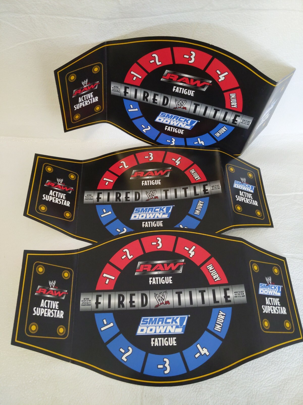 WWE DVD Board Game 2005 Smack Down Raw 3 Replacement Score Belts Only