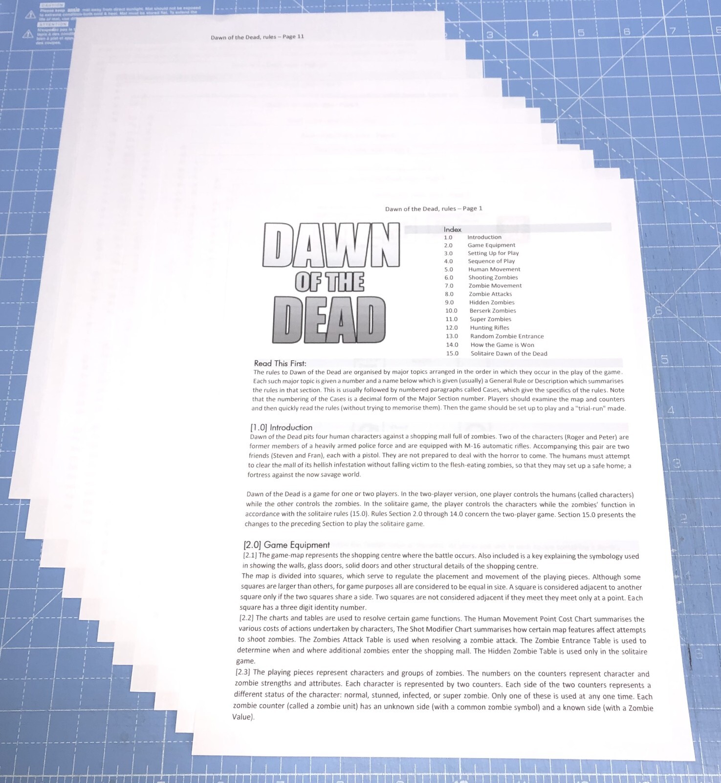 Dawn of the Dead, complete game, remake of SPI, Zombie Apocalypse, 100 counters