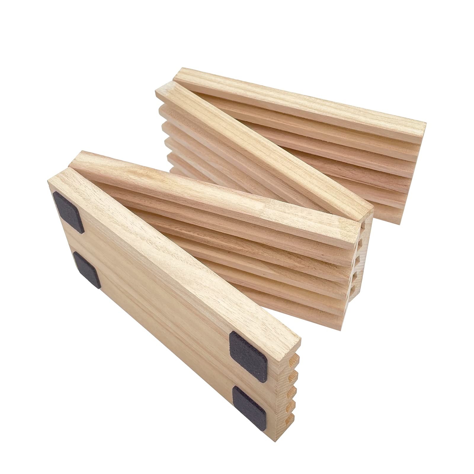 SUTIMSHE Natural Wood Domino Racks, 7.87x 3.74x 0.71 inches, Woodgrain Color