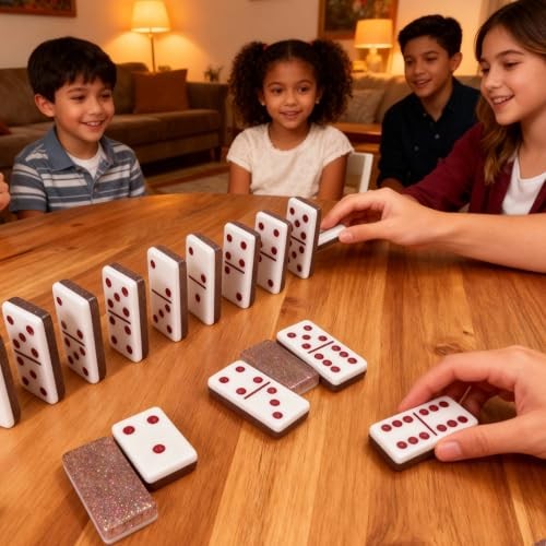 Transparent Colored Dominoes Set for Adults – Classic Double 6 Dominoes Gary