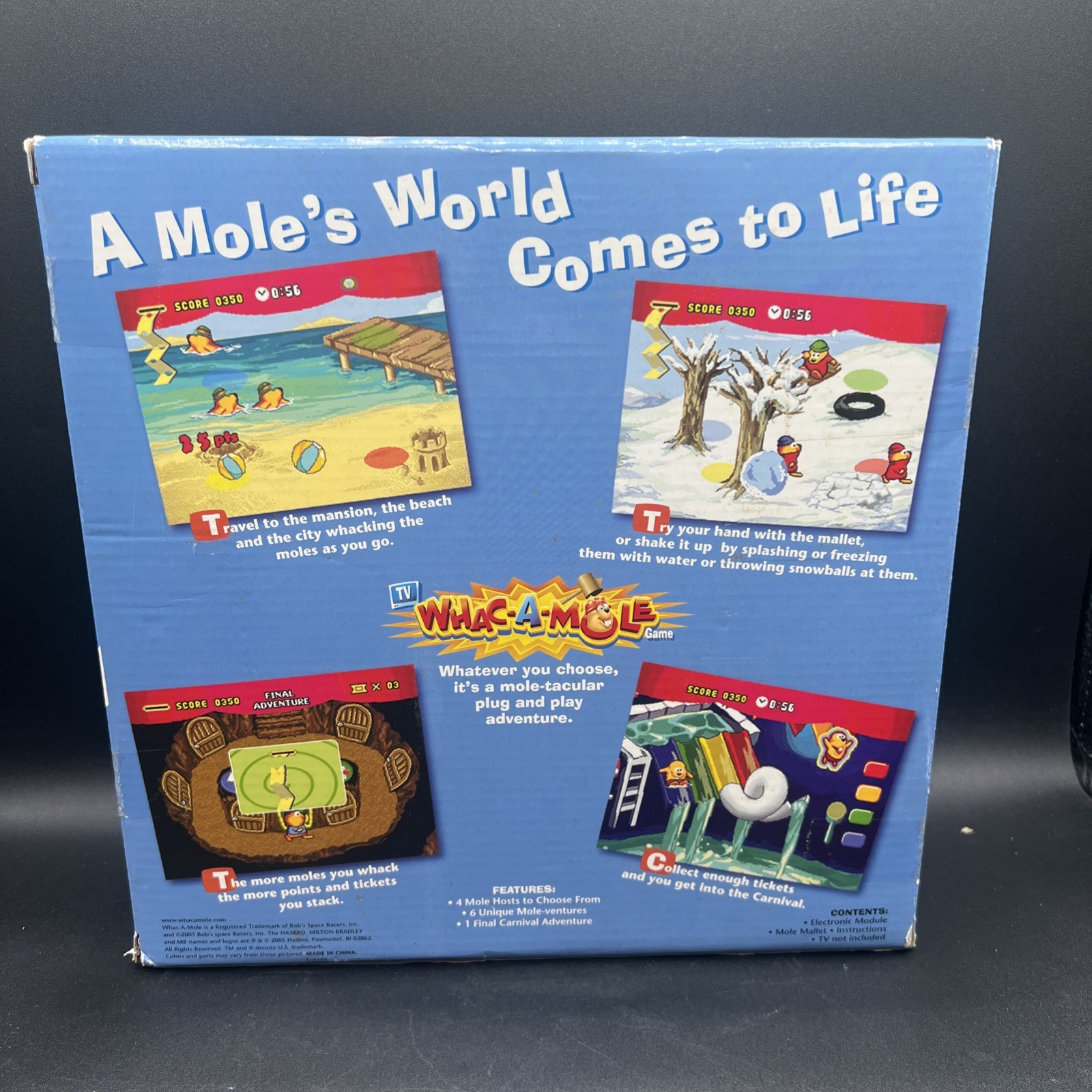 Whac A Mole 2005 Milton Bradley Hasbro Plug Into TV Game NEW Old Stock