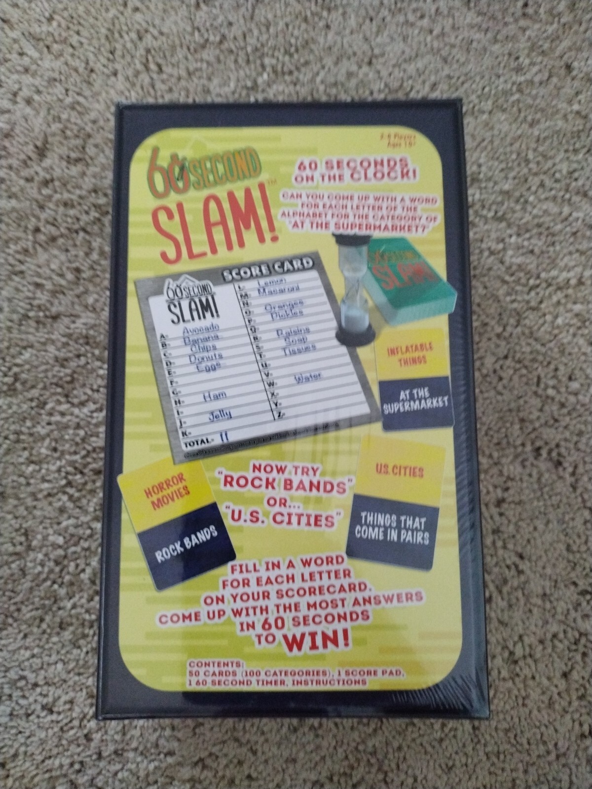 60 Second Slam! The Race-The-Clock Alphabet/Category Game! Age 10+ SEALED