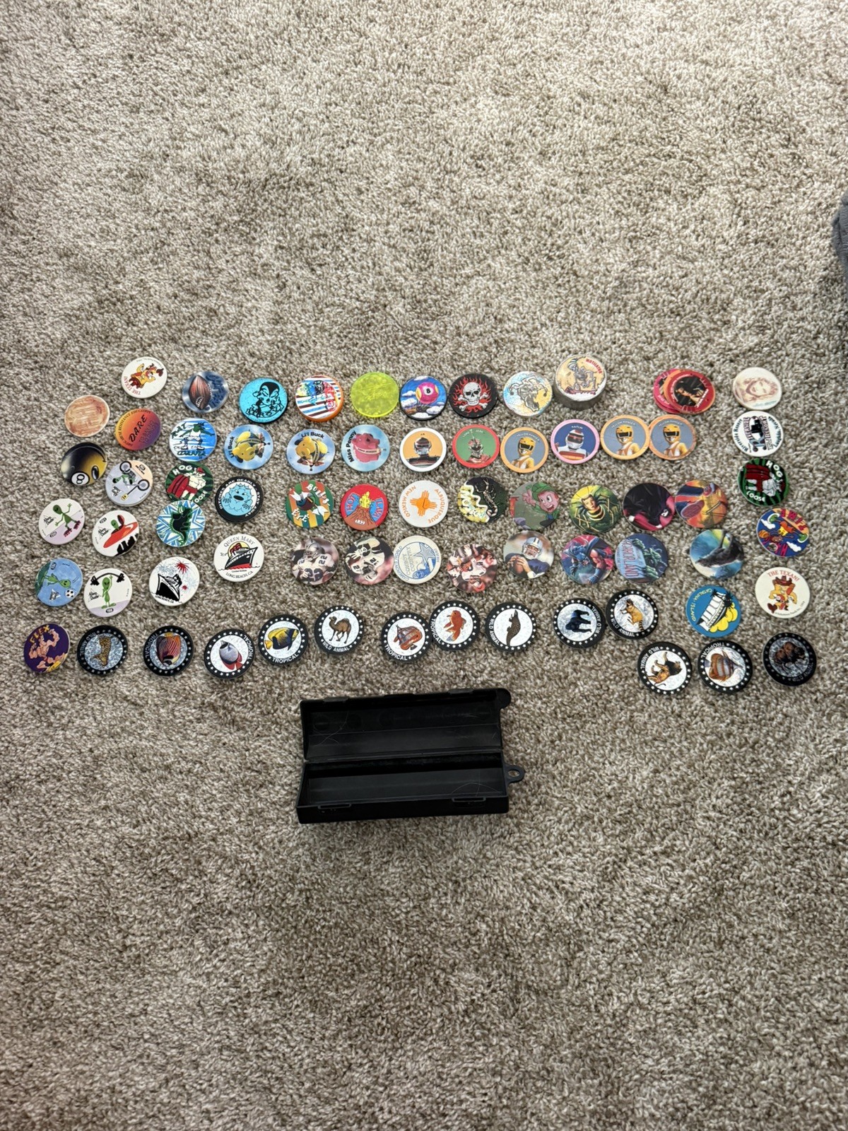Lot of 180 Vtg 1990’s POGs Milk Cap Game, 4 Slammers and 3 Cases