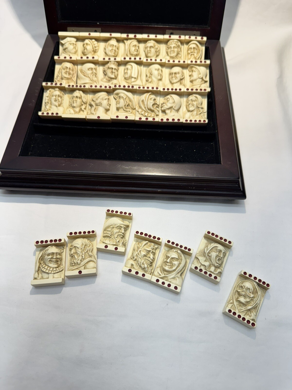 Dutch Renaissance Dominos Gothic Revival Grotesque Medieval Set In Wood Case AM
