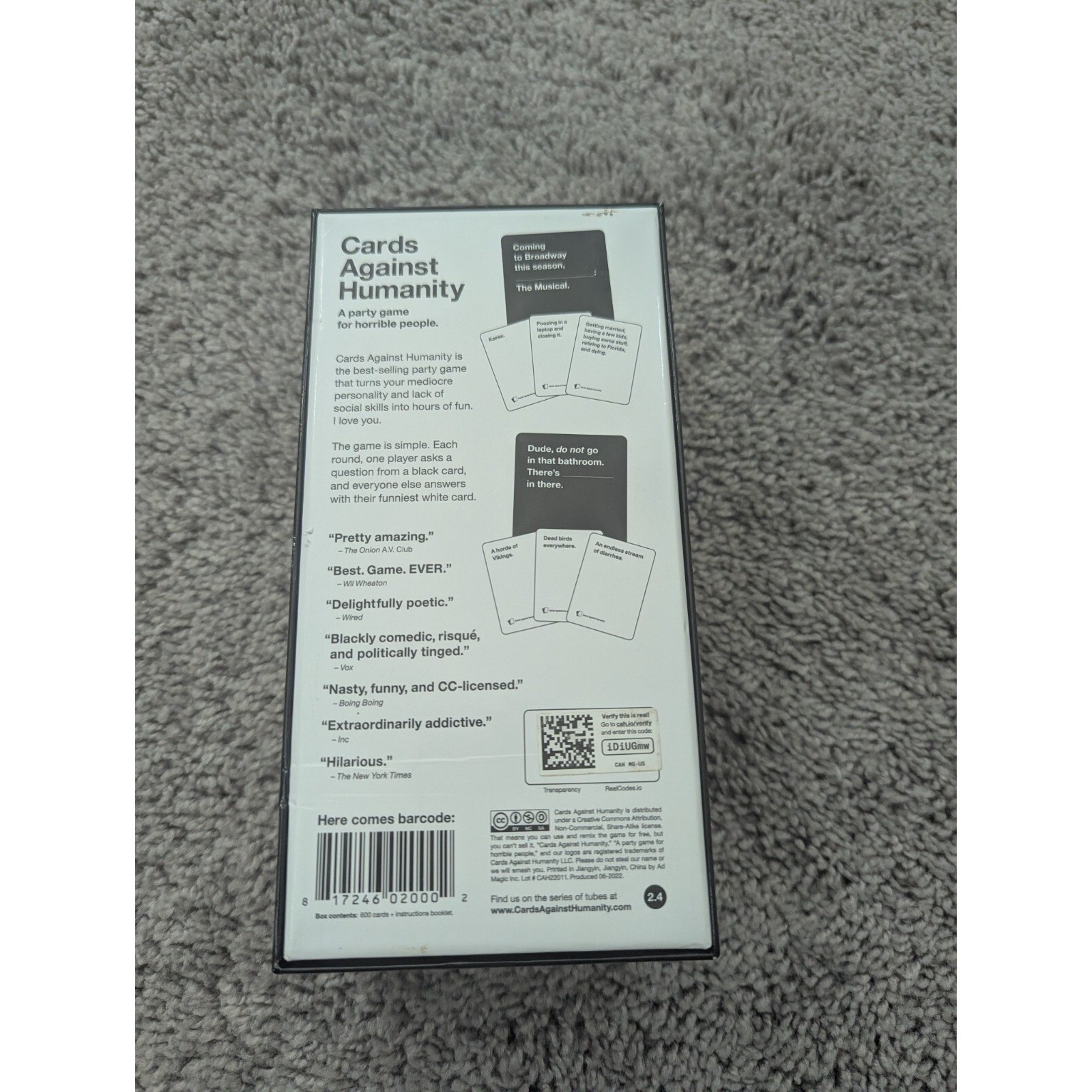 Card Against Humanity Party Card Game Age 17+ Players 4 to 20+