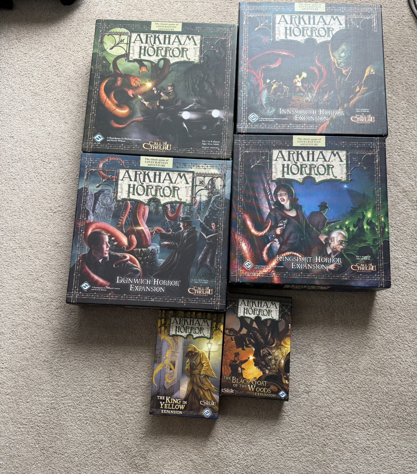 Arkham Horror 2nd Edition Board Game Lot – Base & 5 Expansions